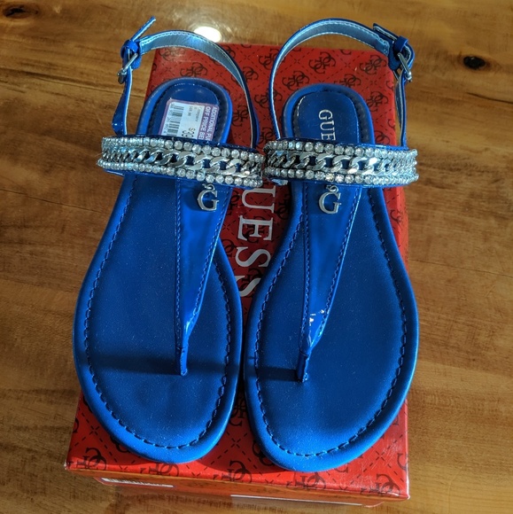 guess blue sandals